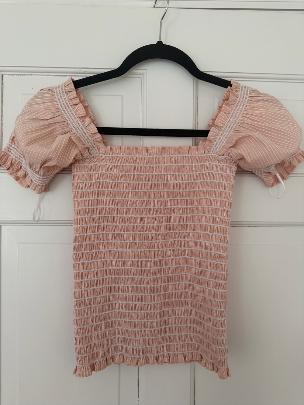 La Ligne Peach Elastic Smocked Top